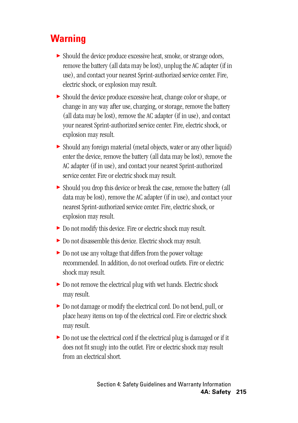 Warning | Hitachi SH-G1000 User Manual | Page 223 / 264