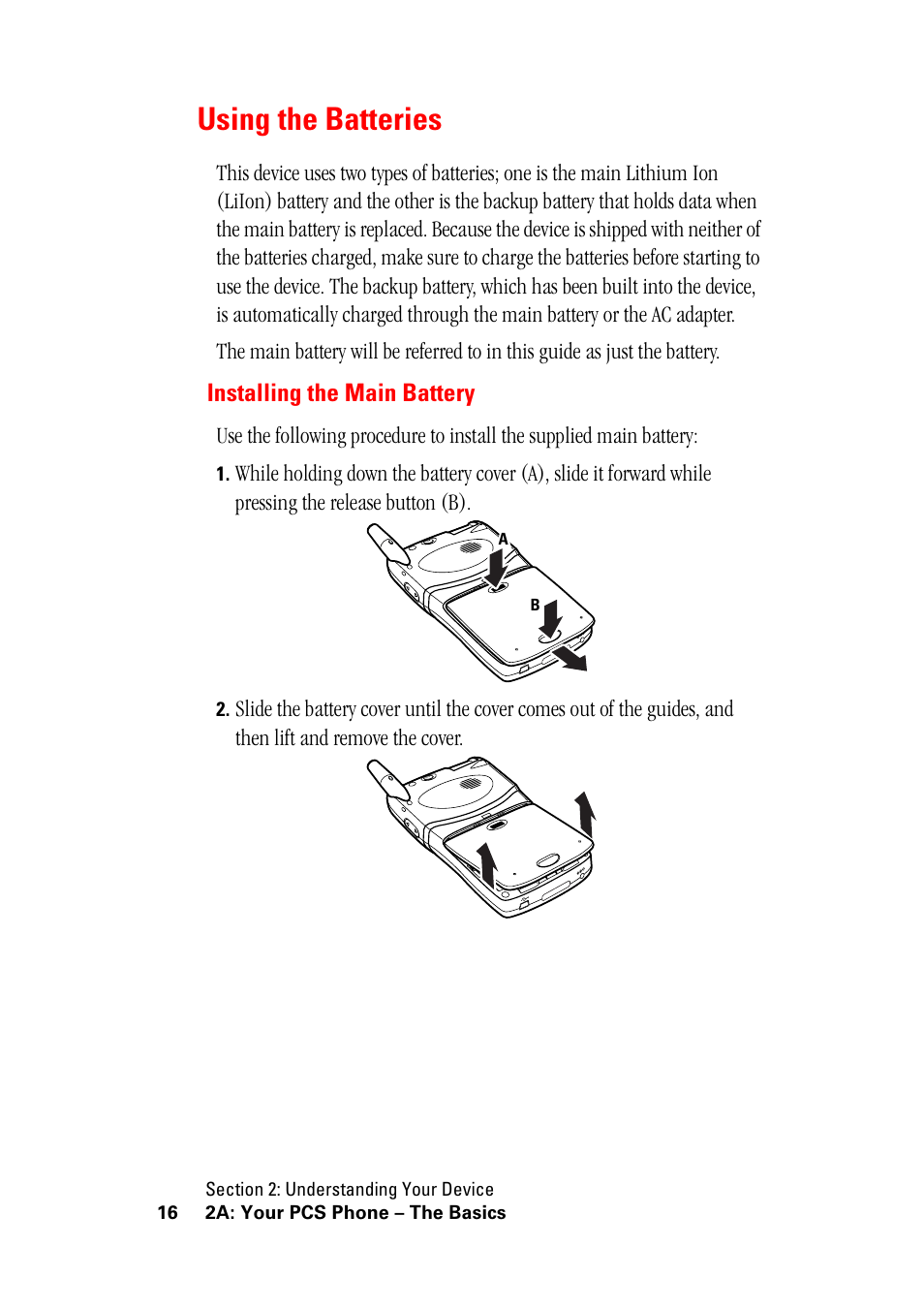 Using the batteries, Installing the main battery | Hitachi SH-G1000 User Manual | Page 24 / 264