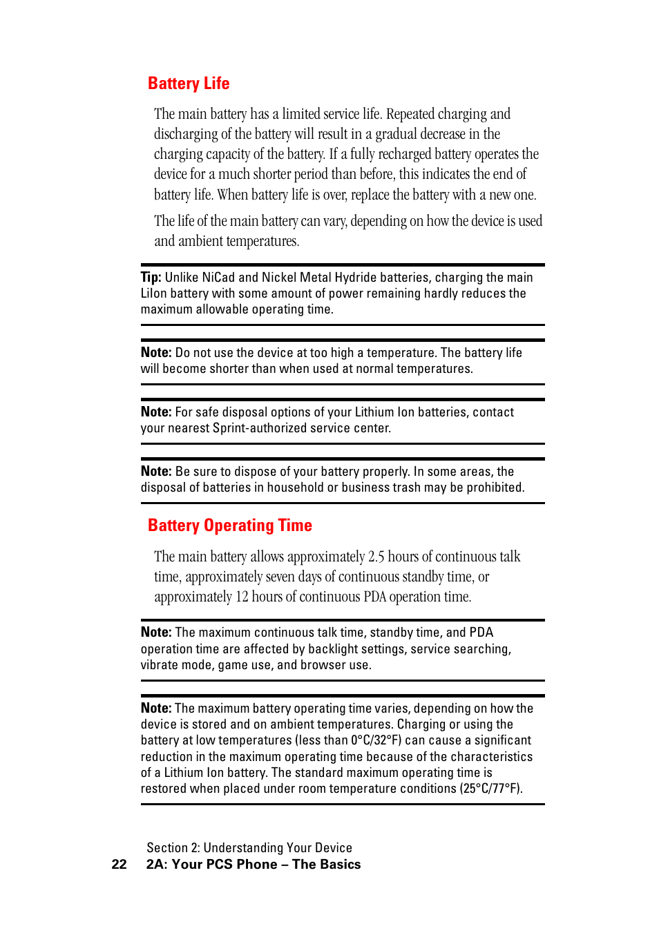 Battery life battery operating time, Battery life, Battery operating time | Hitachi SH-G1000 User Manual | Page 30 / 264