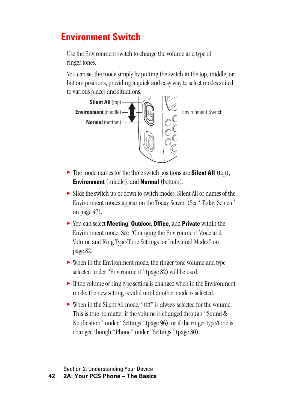 Environment switch, The mode names for the three switch positions are, Top) | Middle), and, Bottom), You can select | Hitachi SH-G1000 User Manual | Page 50 / 264