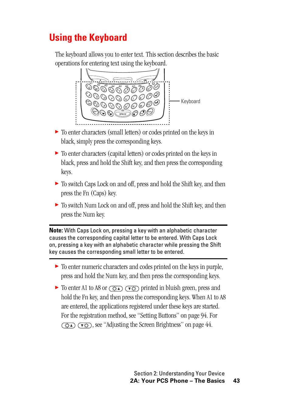Using the keyboard | Hitachi SH-G1000 User Manual | Page 51 / 264