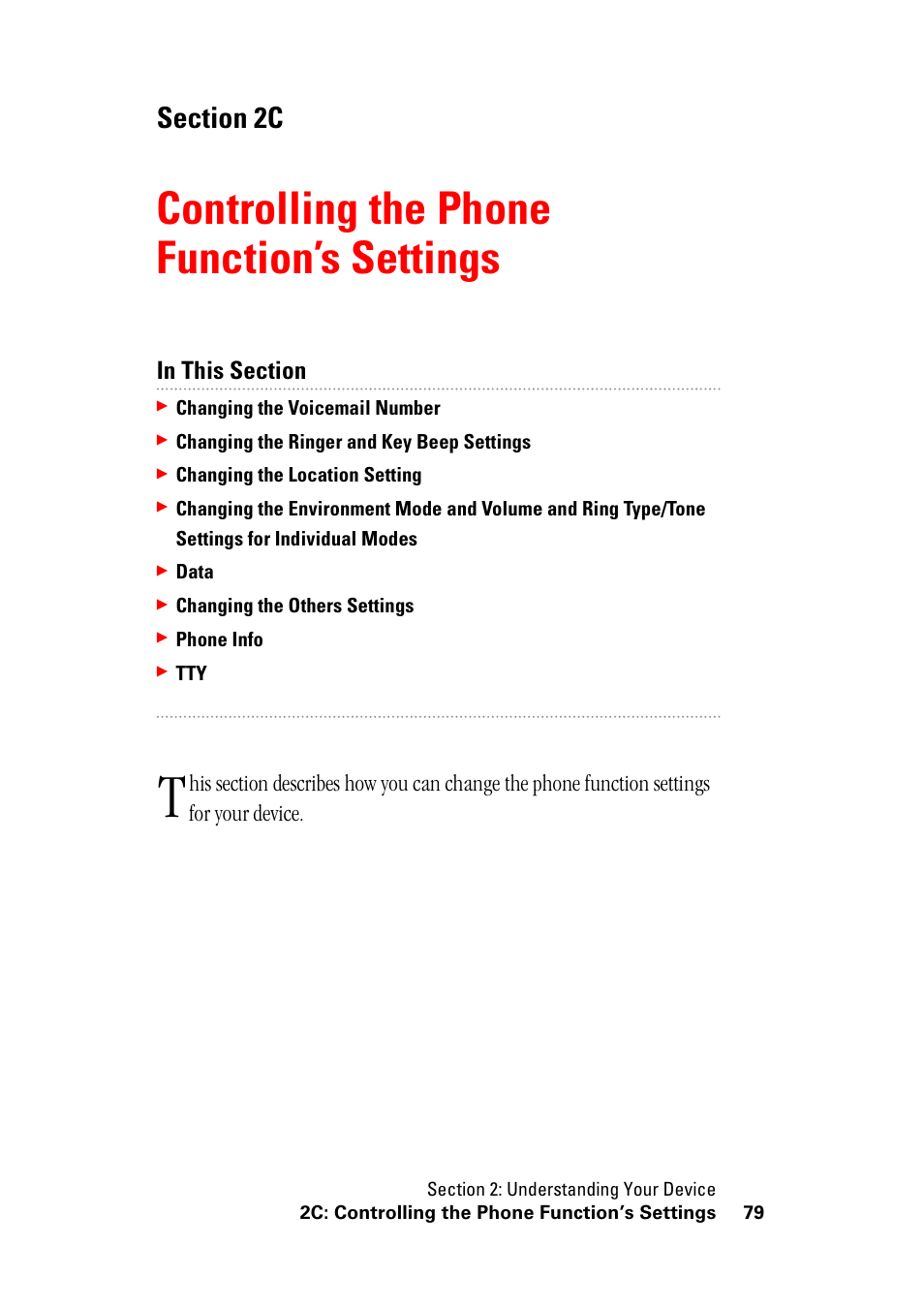 Controlling the phone function’s settings, 2c. controlling the phone function’s settings | Hitachi SH-G1000 User Manual | Page 87 / 264