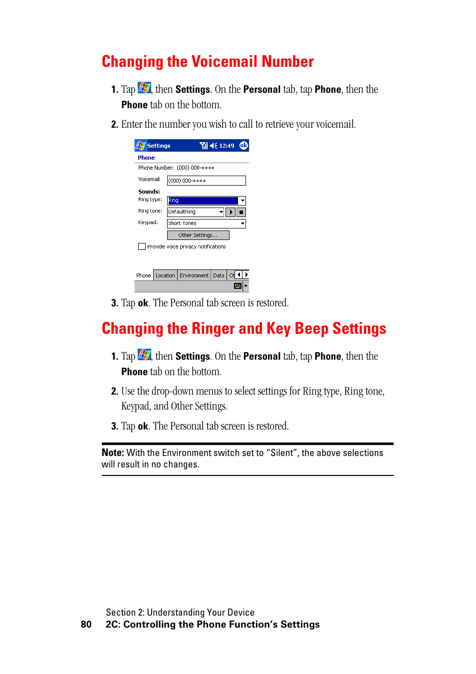 Changing the voicemail number, Changing the ringer and key beep settings | Hitachi SH-G1000 User Manual | Page 88 / 264