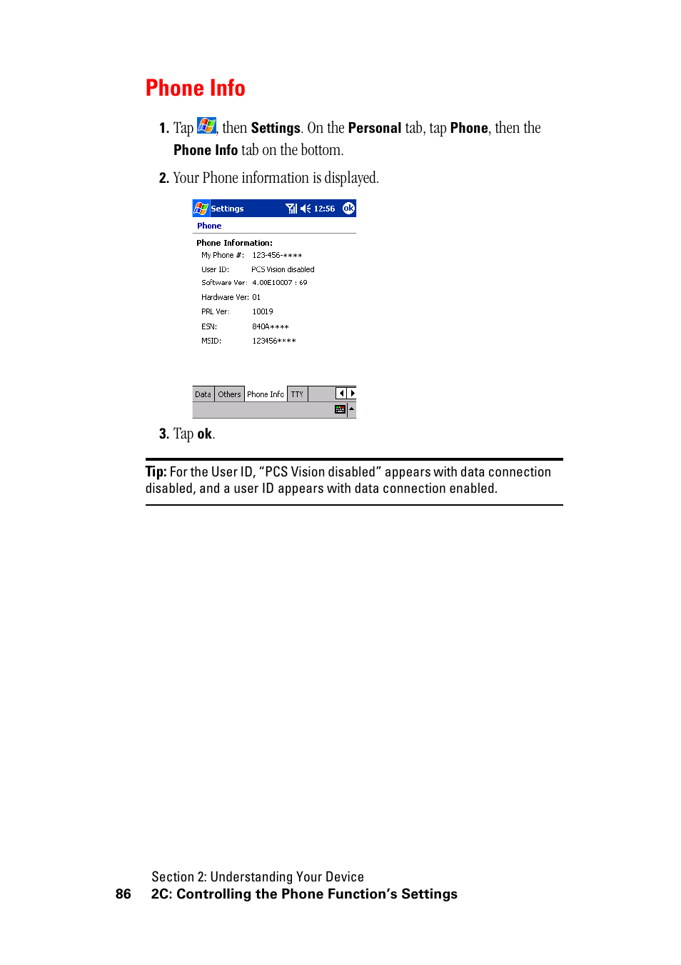 Phone info | Hitachi SH-G1000 User Manual | Page 94 / 264