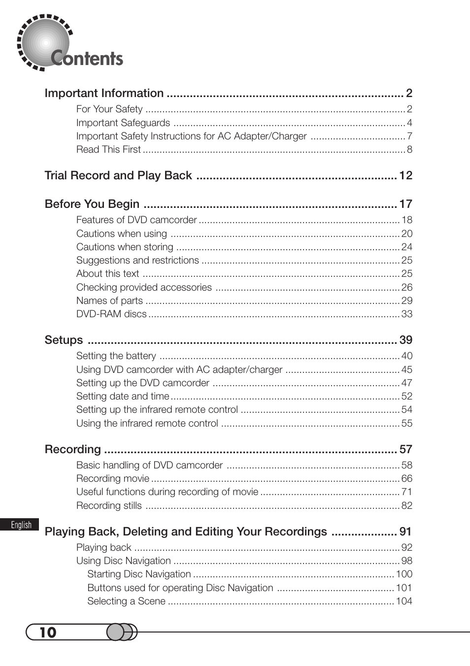 Hitachi DZMV100A User Manual | Page 10 / 170