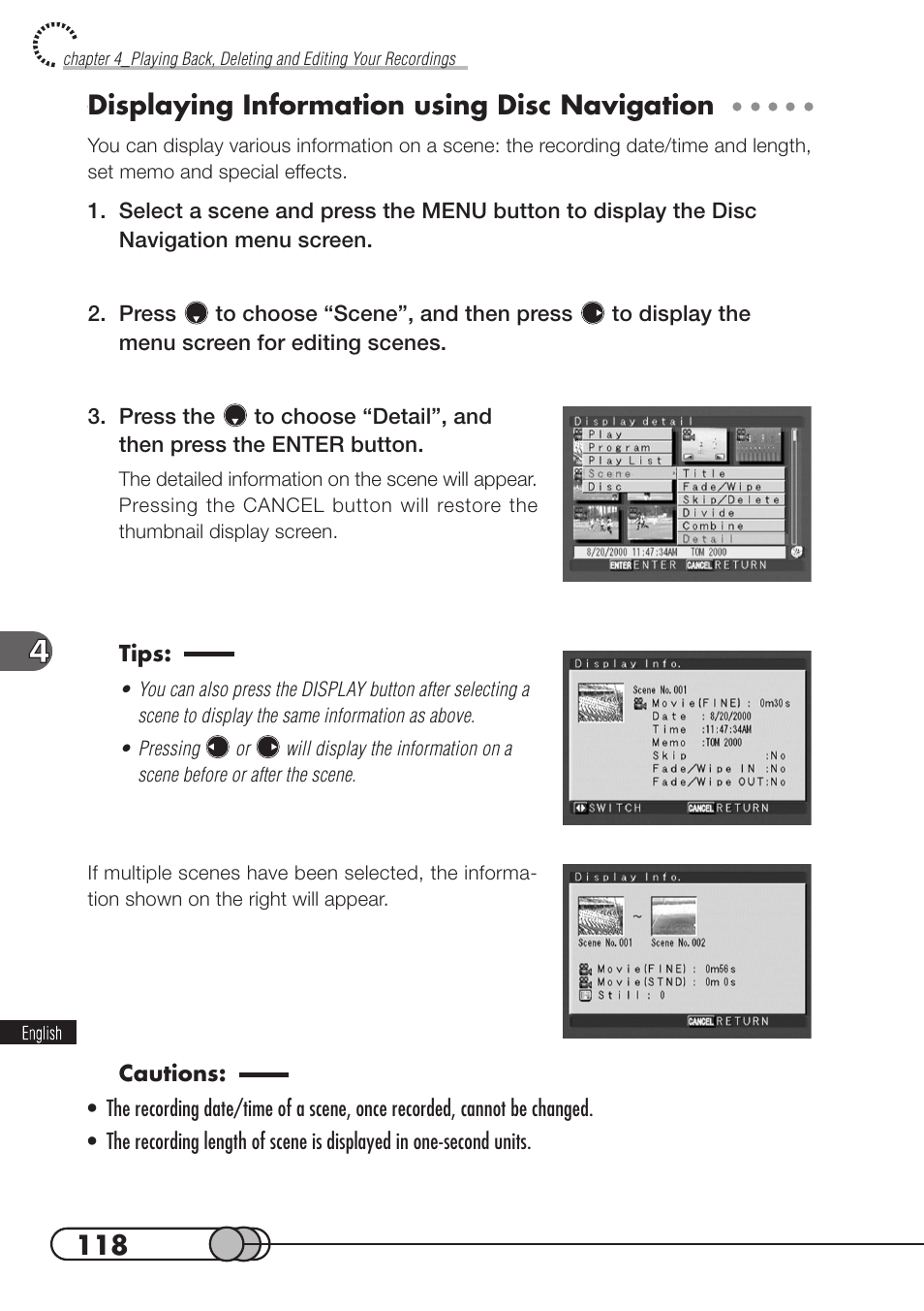 Displaying information using disc navigation | Hitachi DZMV100A User Manual | Page 118 / 170