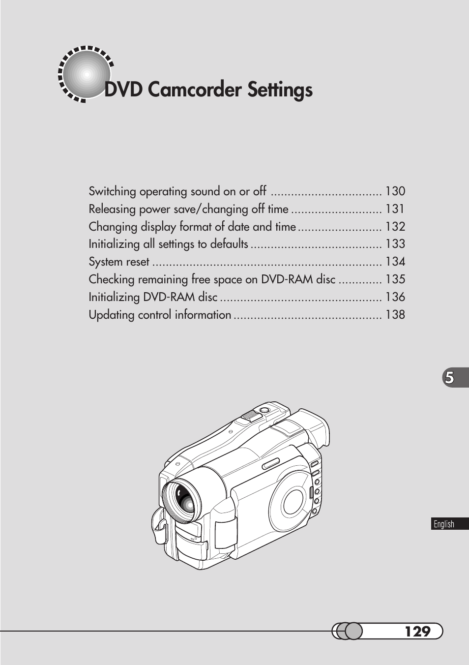 Dvd camcorder settings | Hitachi DZMV100A User Manual | Page 129 / 170