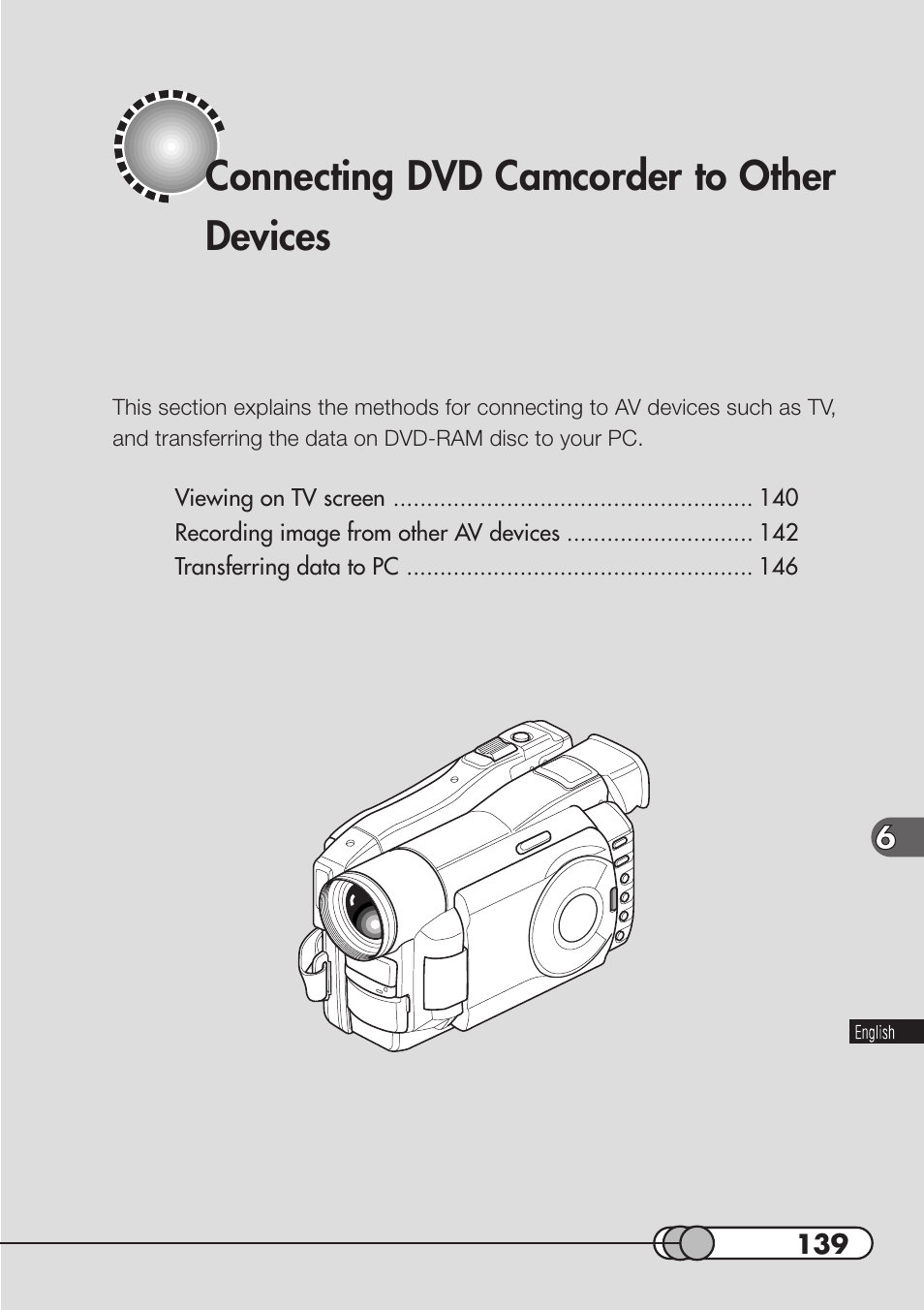 Connecting dvd camcorder to other devices | Hitachi DZMV100A User Manual | Page 139 / 170