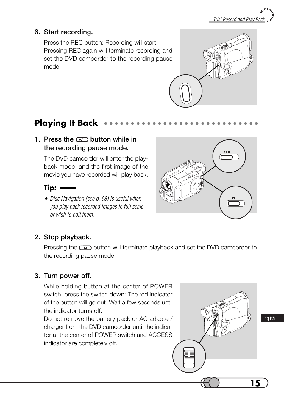 Playing it back | Hitachi DZMV100A User Manual | Page 15 / 170