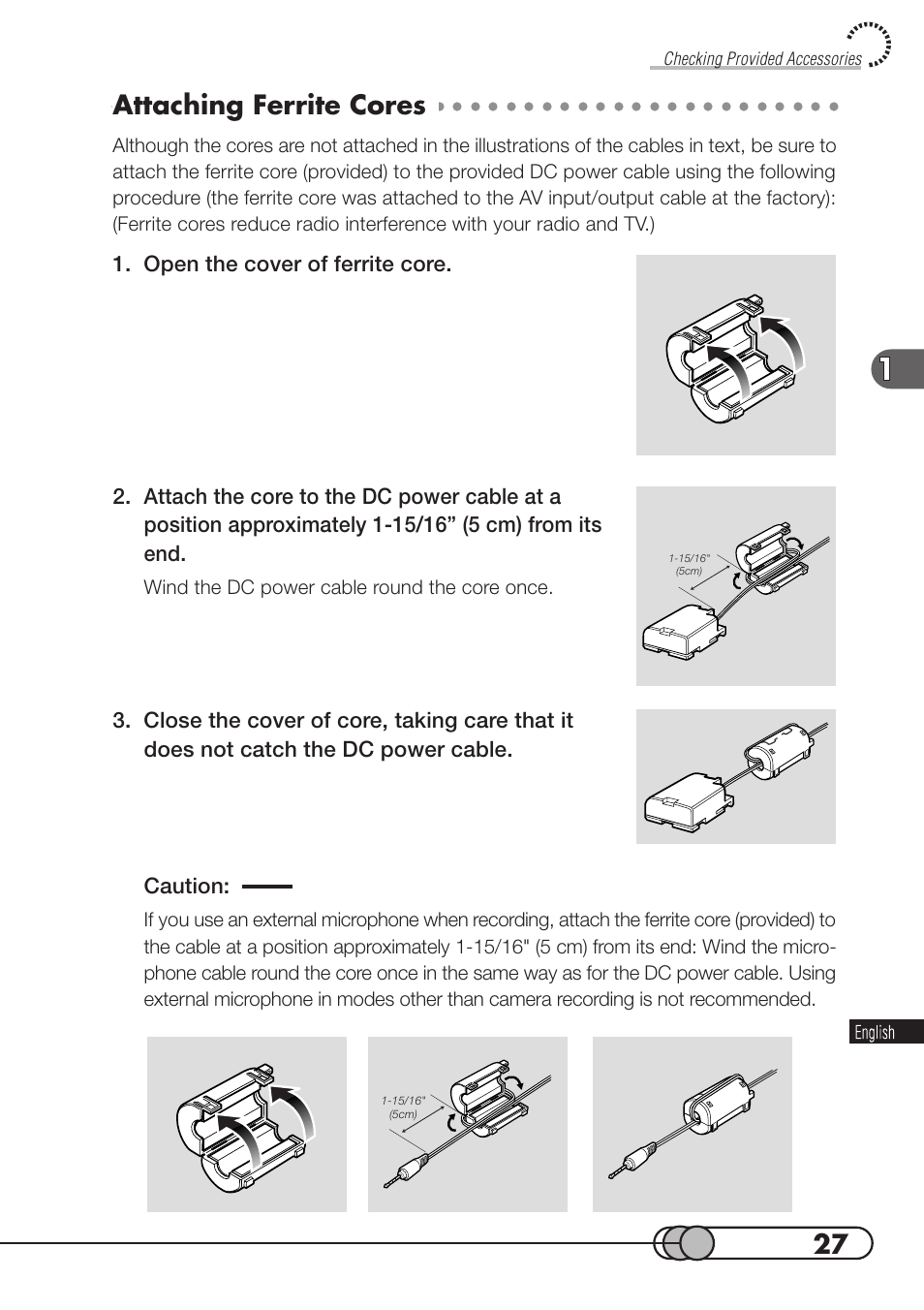 Attaching ferrite cores | Hitachi DZMV100A User Manual | Page 27 / 170