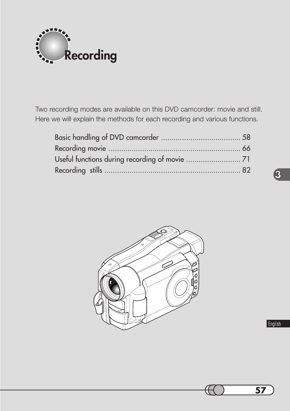 Recording | Hitachi DZMV100A User Manual | Page 57 / 170