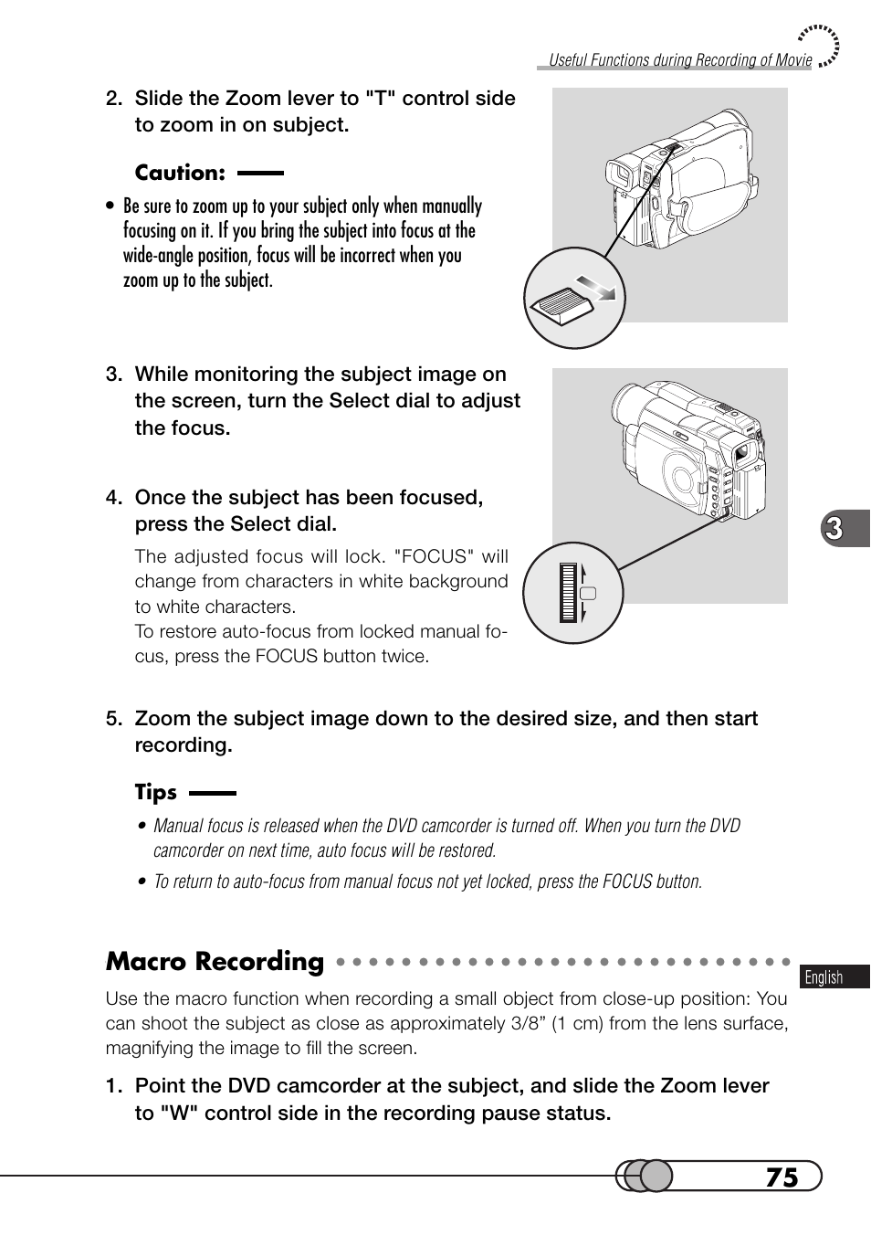 Macro recording | Hitachi DZMV100A User Manual | Page 75 / 170