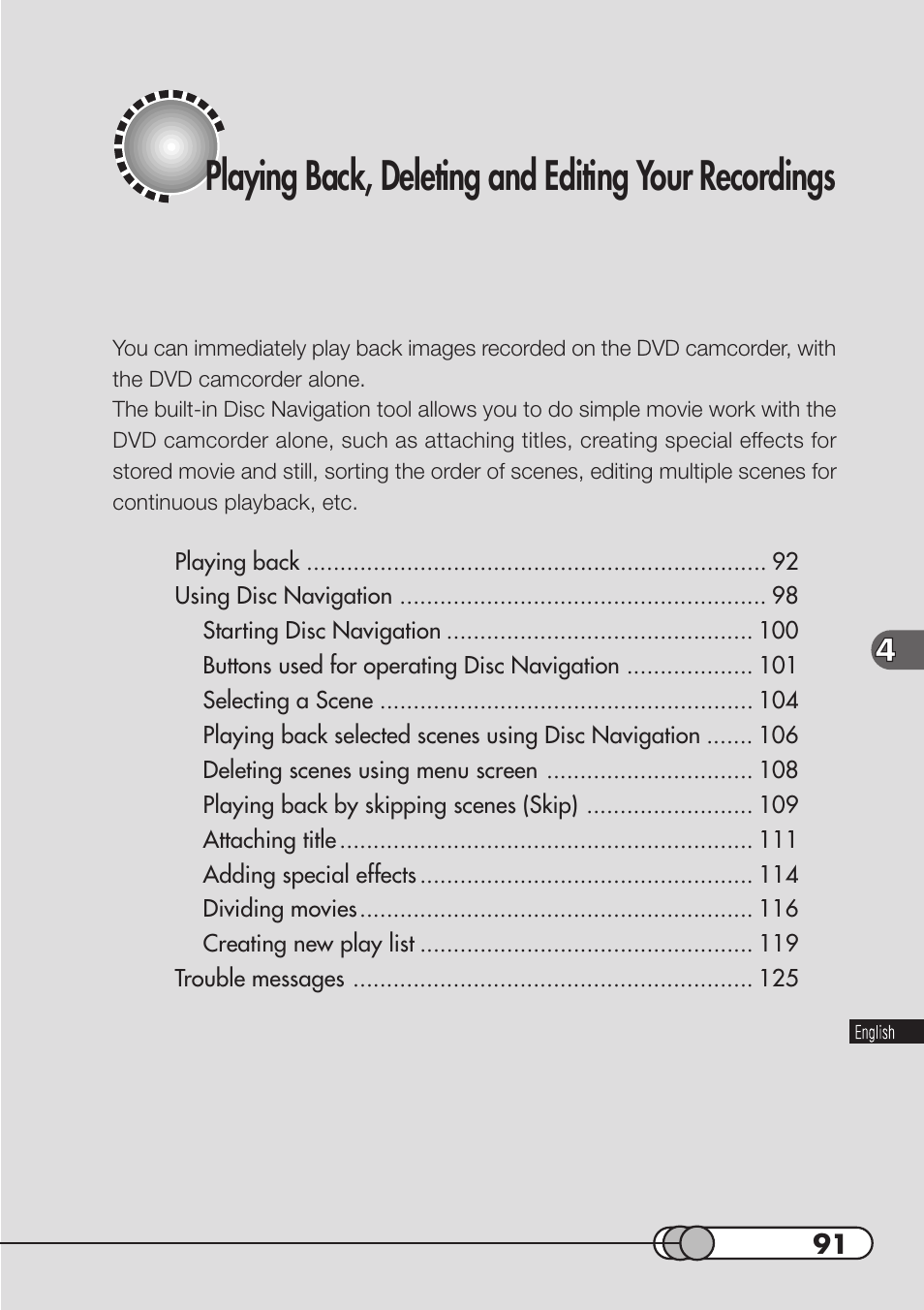 Playing back, deleting and editing your recordings | Hitachi DZMV100A User Manual | Page 91 / 170