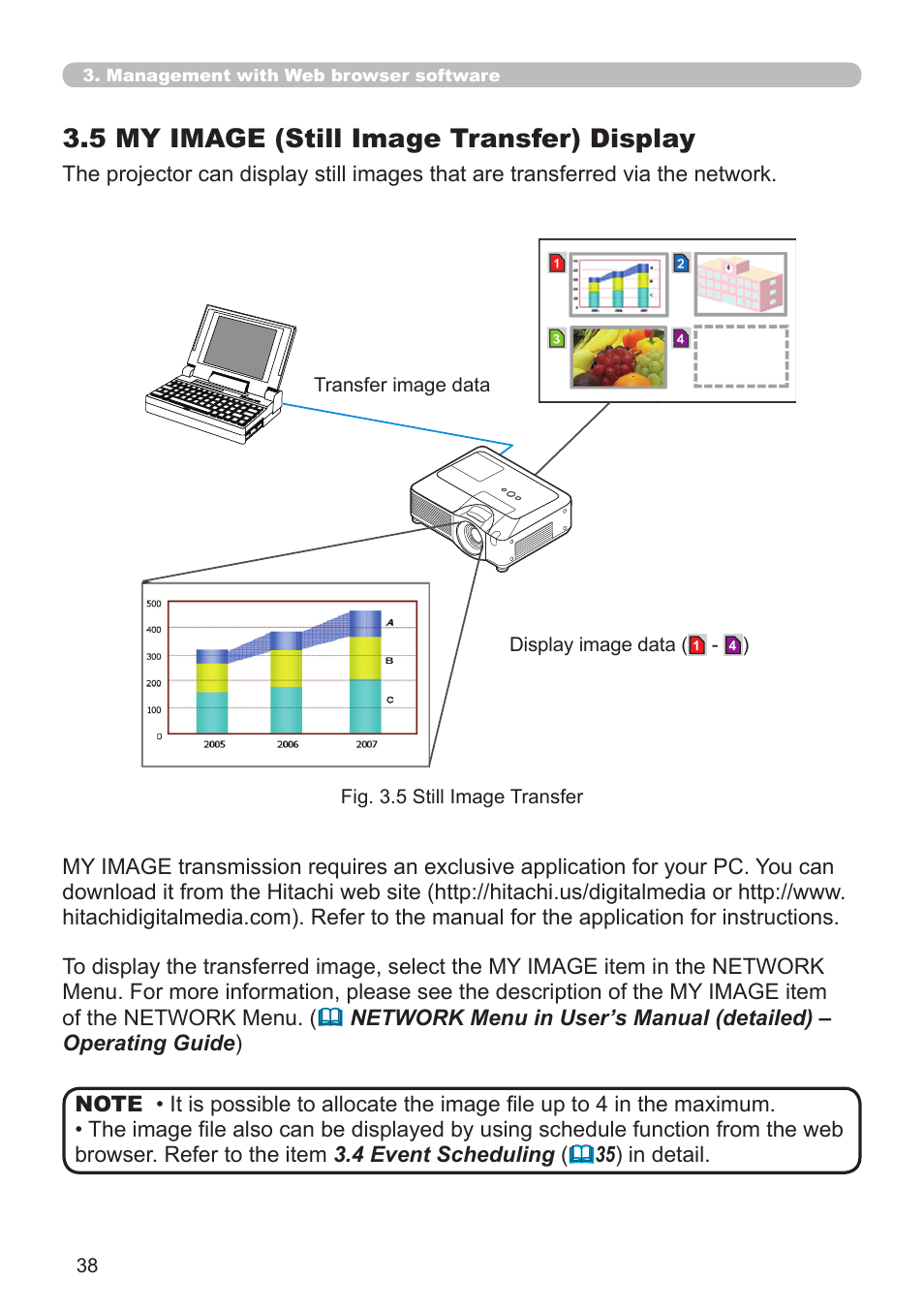5 my image (still image transfer) display | Hitachi CP-WX625 User Manual | Page 38 / 44