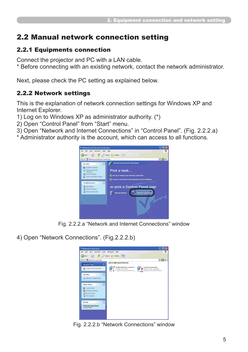 2 manual network connection setting | Hitachi CP-WX625 User Manual | Page 5 / 44