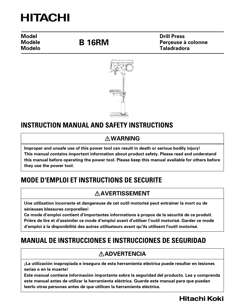 Hitachi B 16RM User Manual | 64 pages