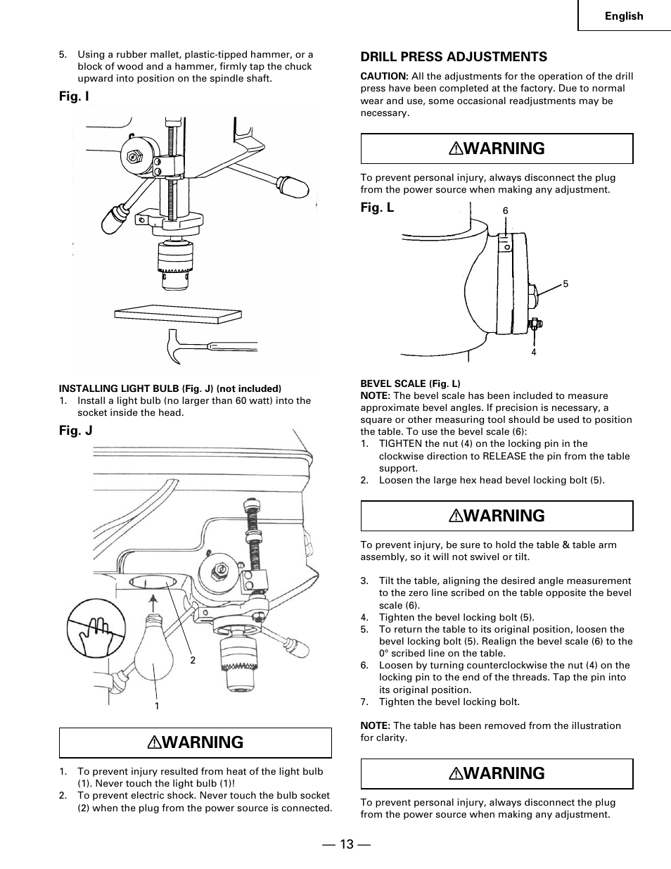 Warning | Hitachi B 16RM User Manual | Page 13 / 64