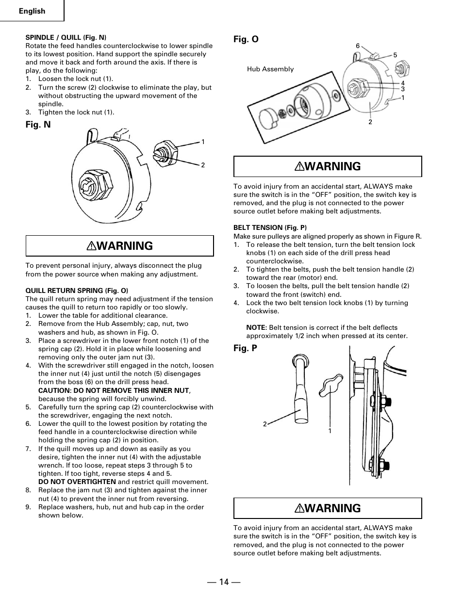 Warning | Hitachi B 16RM User Manual | Page 14 / 64