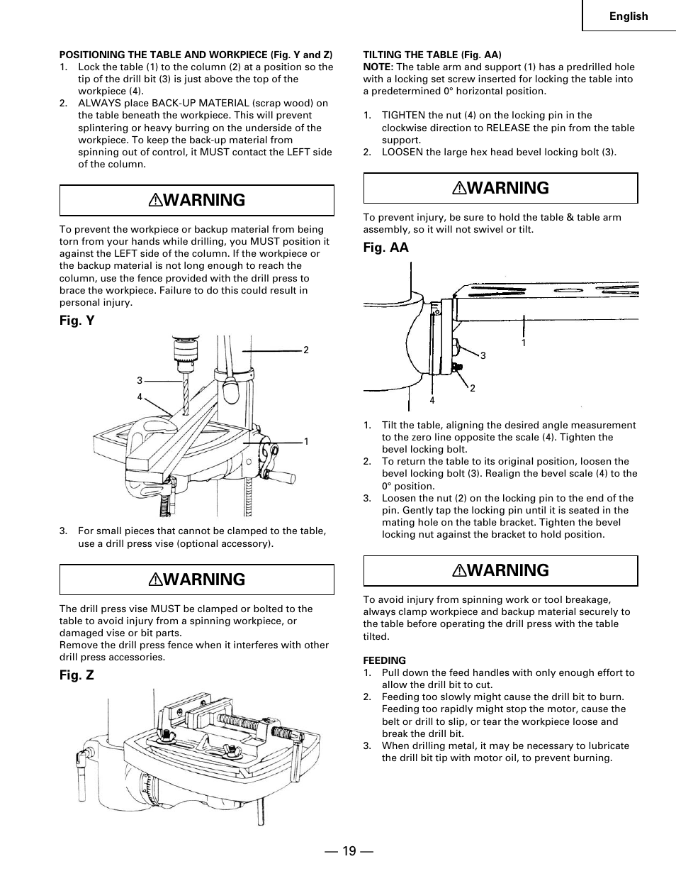 Warning | Hitachi B 16RM User Manual | Page 19 / 64
