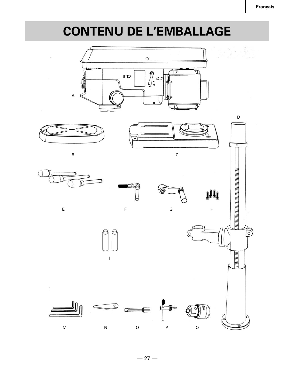 Contenu de l’emballage | Hitachi B 16RM User Manual | Page 27 / 64
