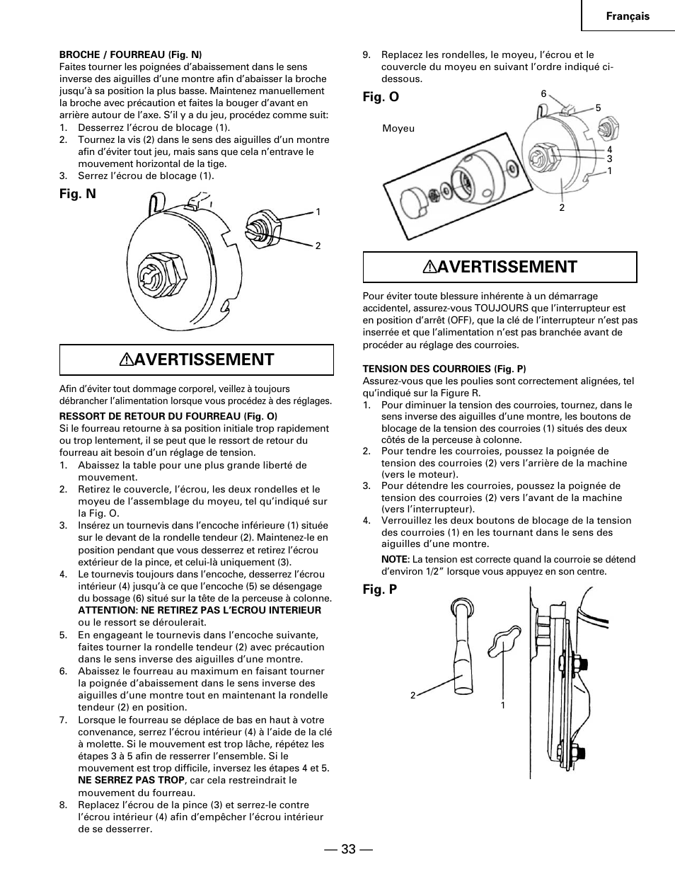 Avertissement | Hitachi B 16RM User Manual | Page 33 / 64
