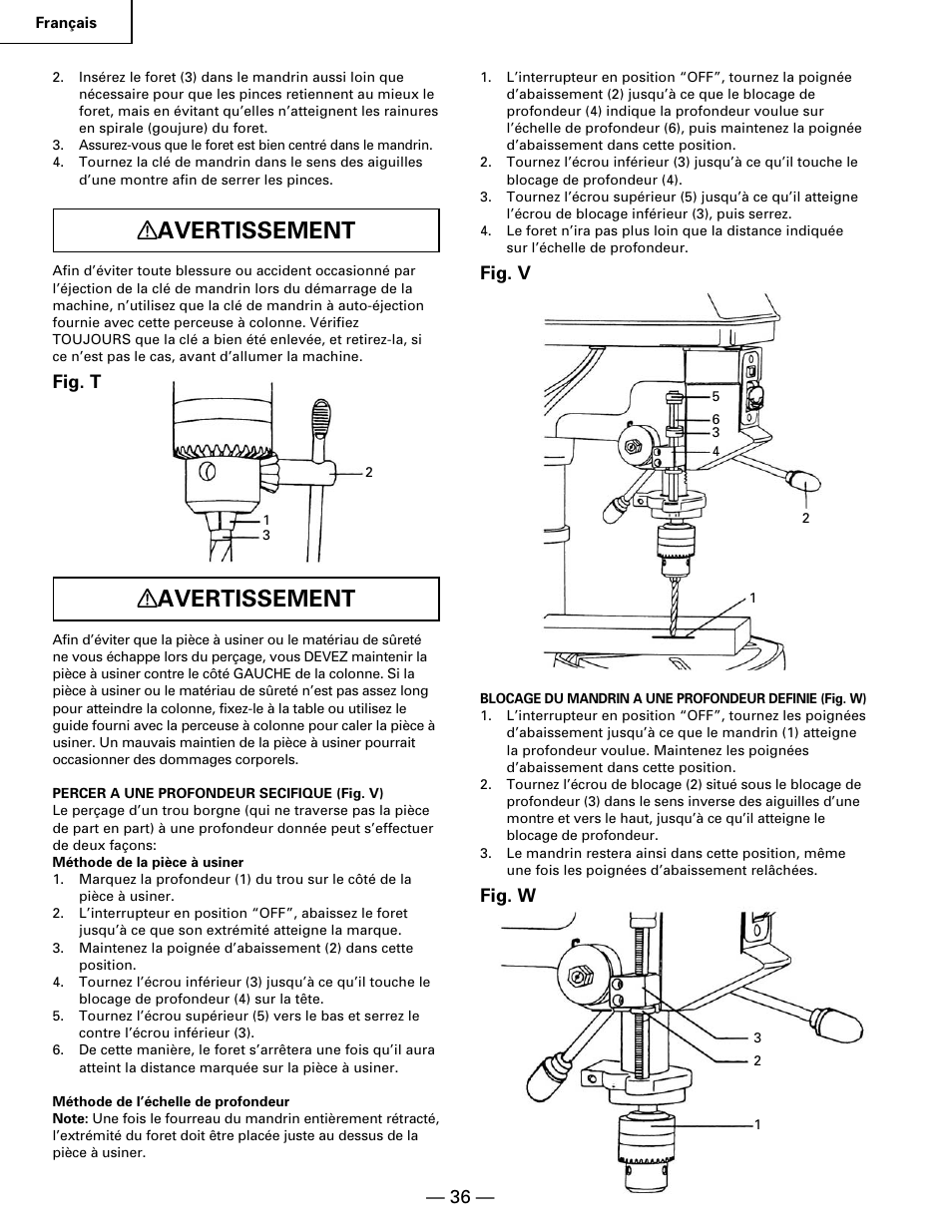 Avertissement | Hitachi B 16RM User Manual | Page 36 / 64