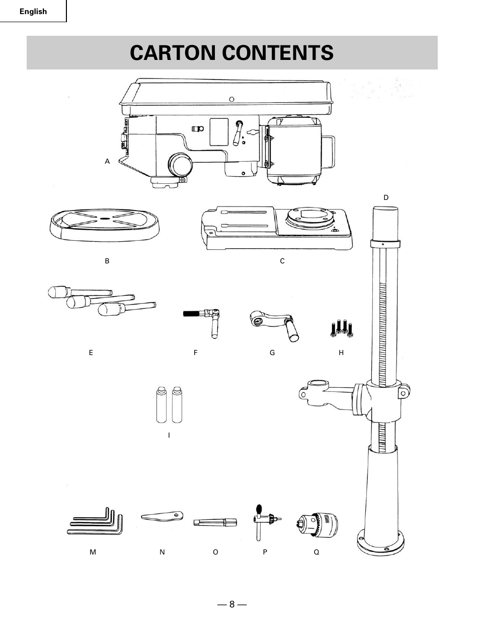 Carton contents | Hitachi B 16RM User Manual | Page 8 / 64