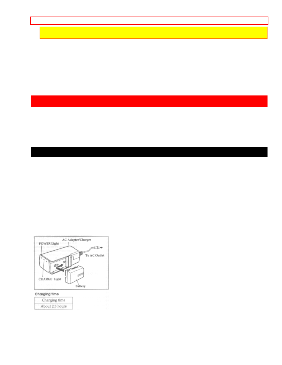 Getting started, Charging the battery, Using the ac adapter/charger | Hitachi VM-H100LA User Manual | Page 10 / 50