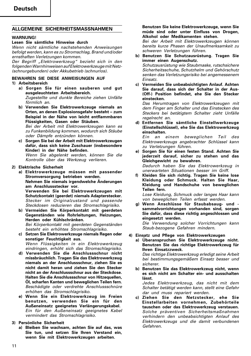 Deutsch | Hitachi CJ120V User Manual | Page 12 / 58