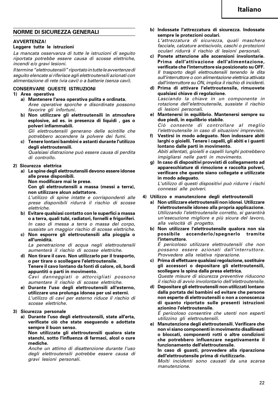 Italiano | Hitachi CJ120V User Manual | Page 23 / 58
