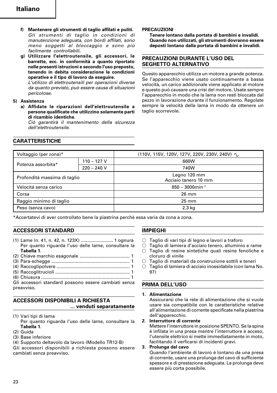 Italiano | Hitachi CJ120V User Manual | Page 24 / 58