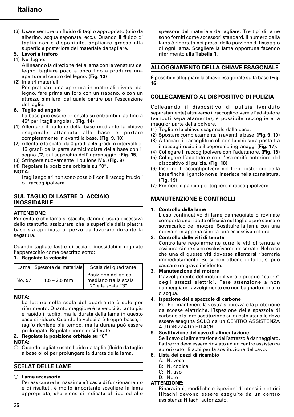 Italiano | Hitachi CJ120V User Manual | Page 26 / 58