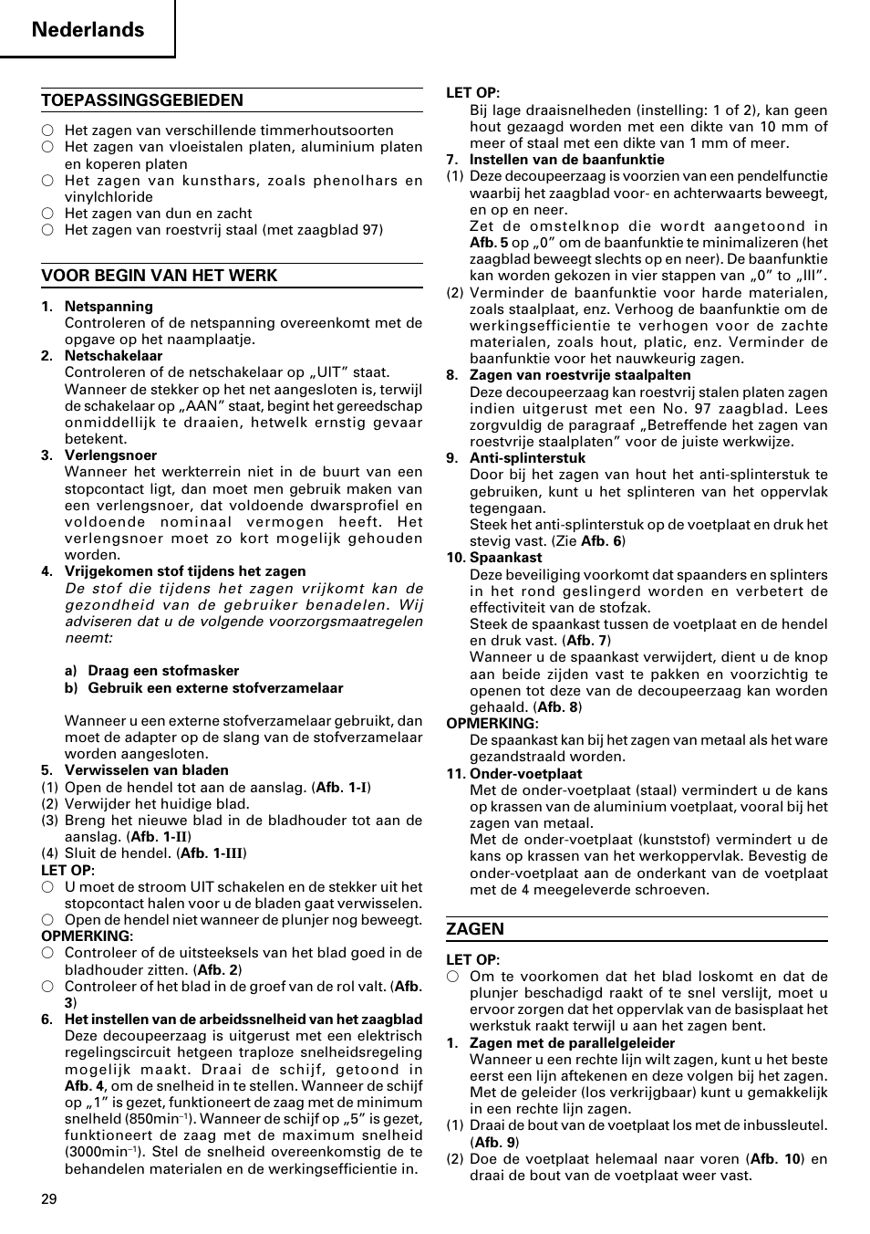 Nederlands | Hitachi CJ120V User Manual | Page 30 / 58