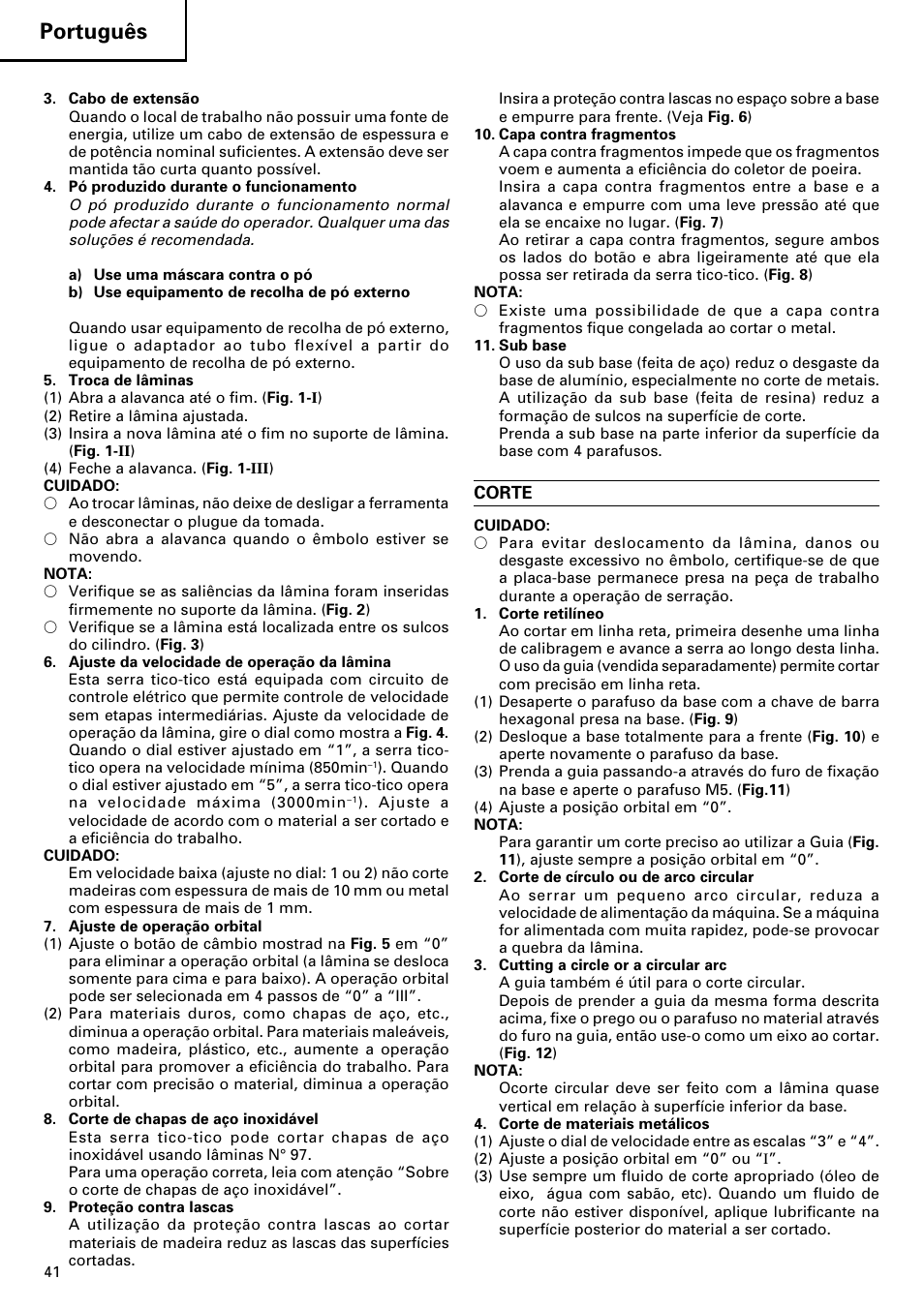 Português | Hitachi CJ120V User Manual | Page 42 / 58