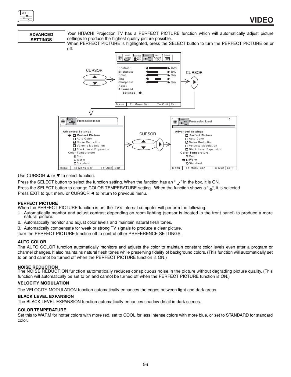 Video | Hitachi 43FDX15B  EN User Manual | Page 56 / 68