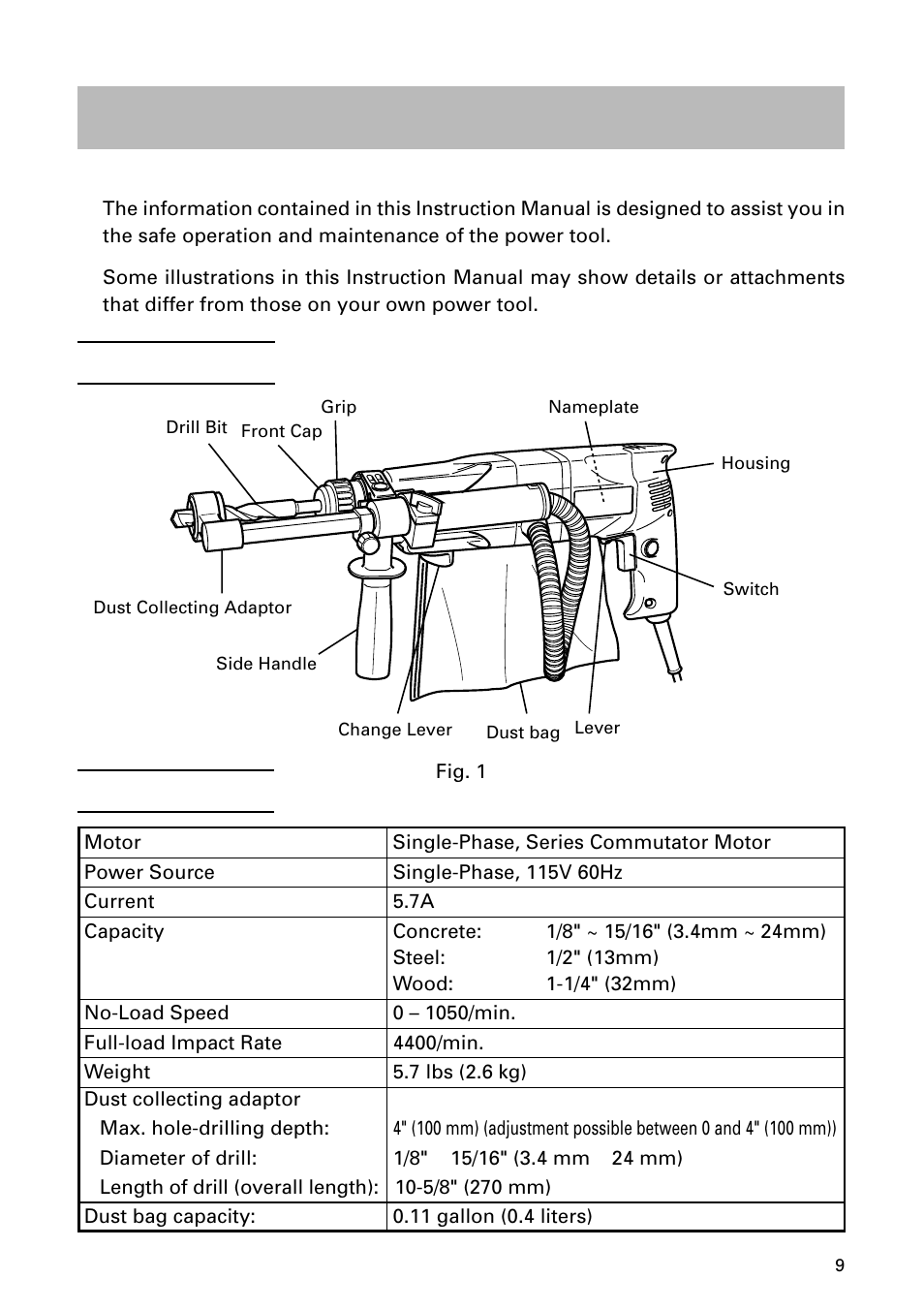 Functional description, Specifications, Name of parts | Hitachi DH 24PD User Manual | Page 9 / 28