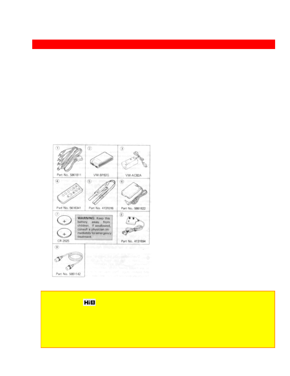 Accessories | Hitachi VM-H39A User Manual | Page 8 / 83