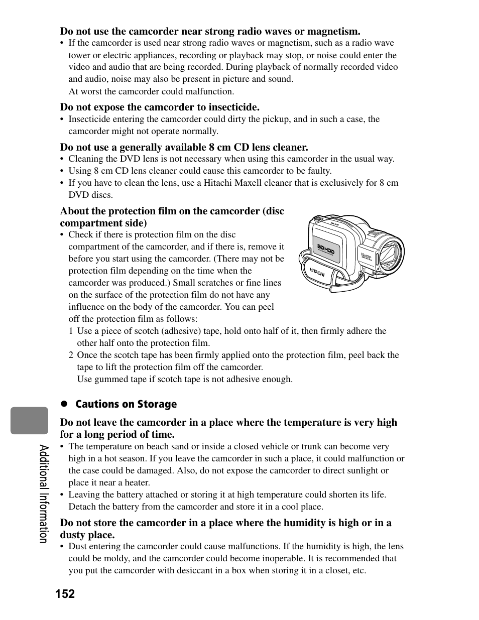 Hitachi DZ-BD70A User Manual | Page 152 / 183