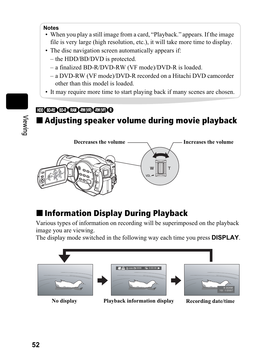 52 v ie w in g | Hitachi DZ-BD70A User Manual | Page 52 / 183