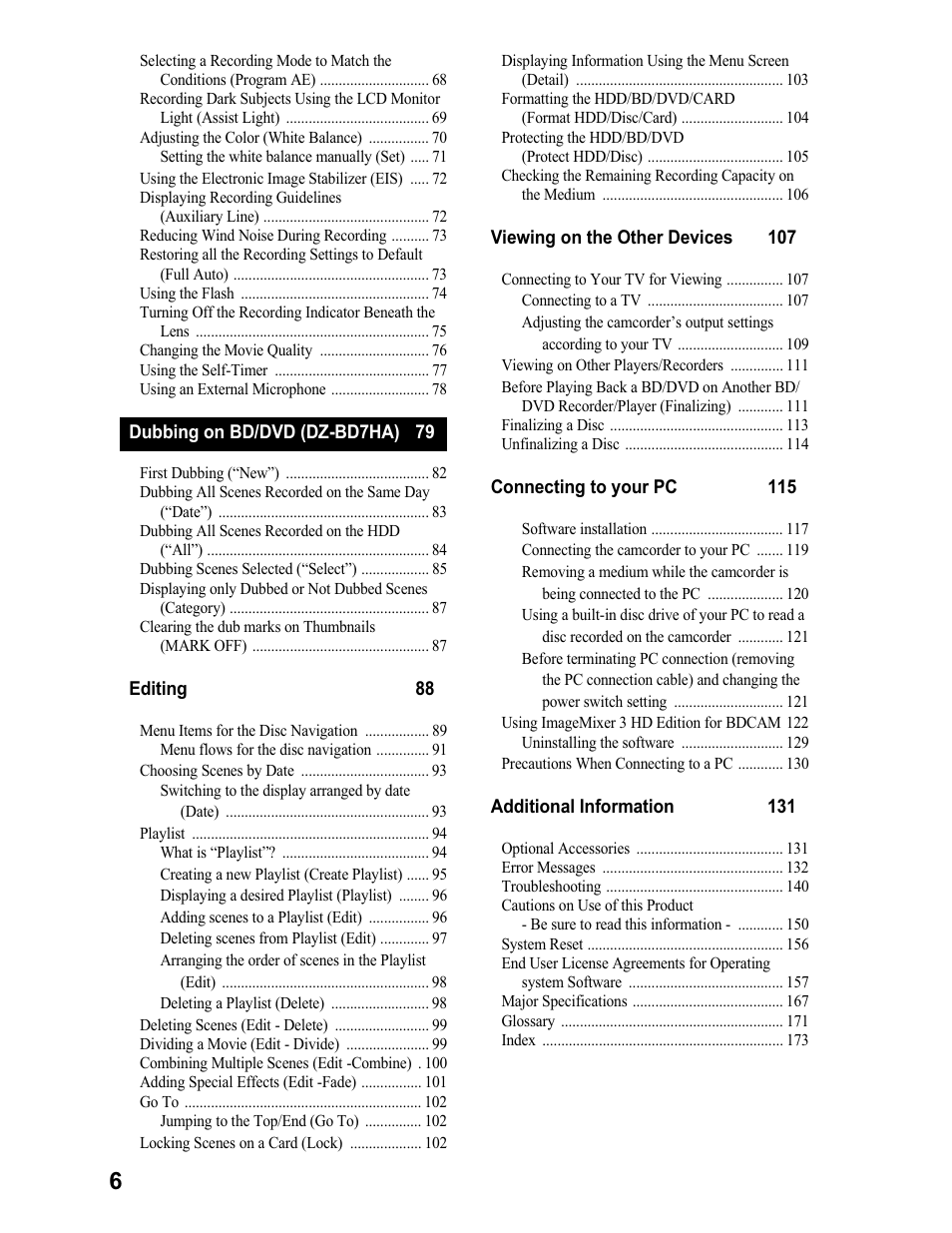 Hitachi DZ-BD70A User Manual | Page 6 / 183