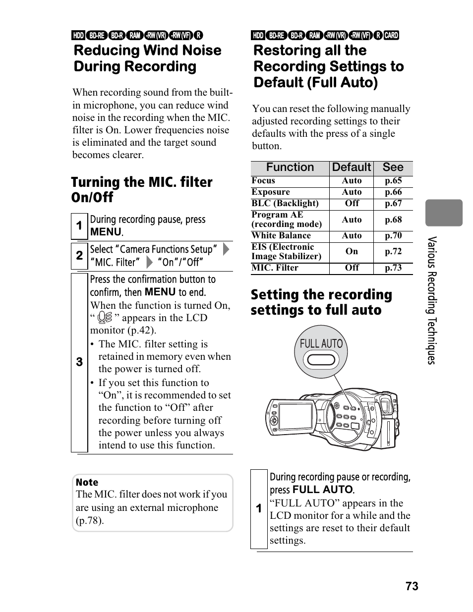 Hitachi DZ-BD70A User Manual | Page 73 / 183