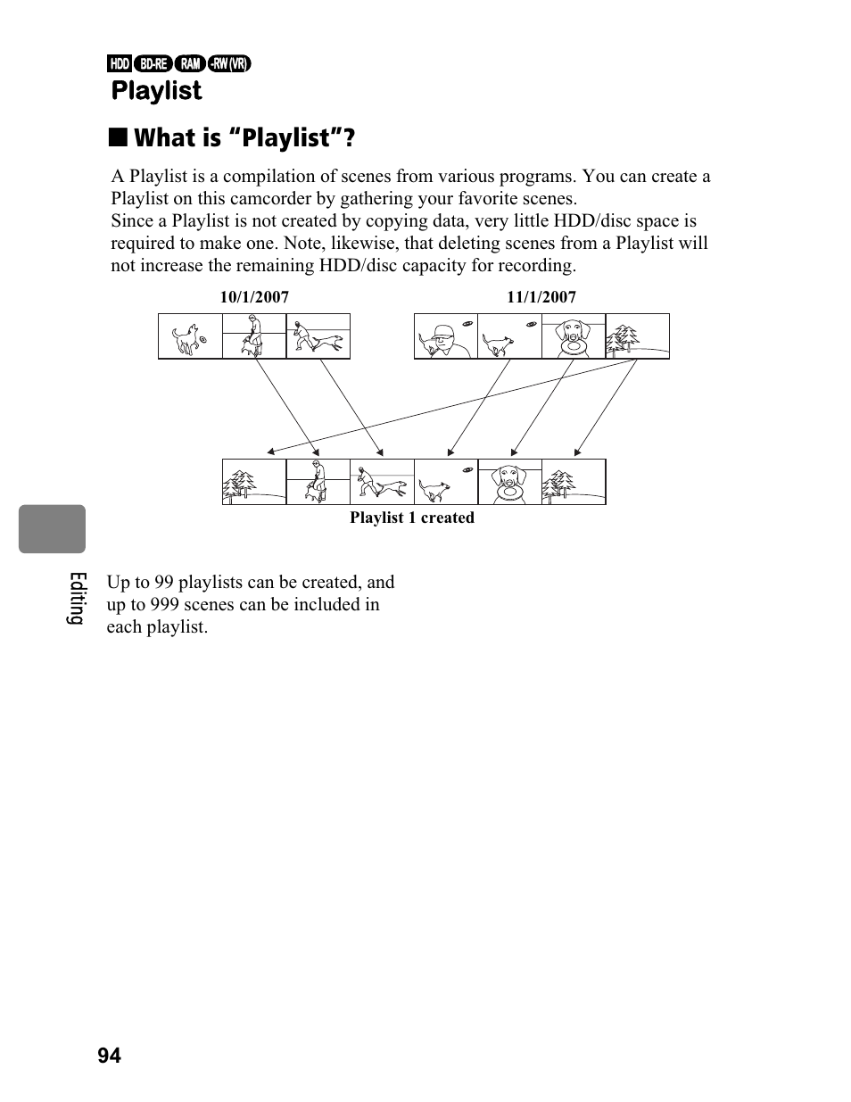 What is “playlist, Playlist | Hitachi DZ-BD70A User Manual | Page 94 / 183