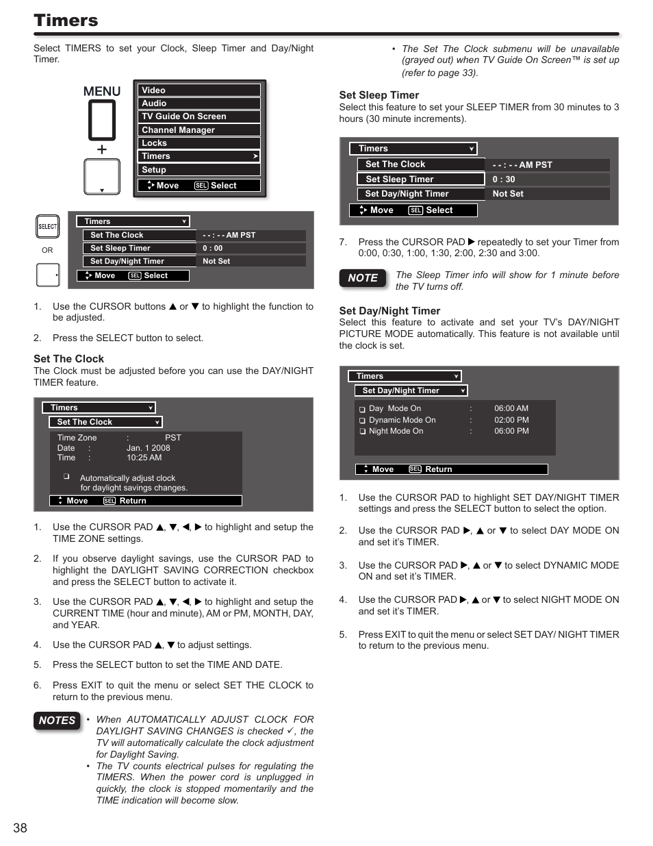 Timers | Hitachi P50S602 User Manual | Page 38 / 60