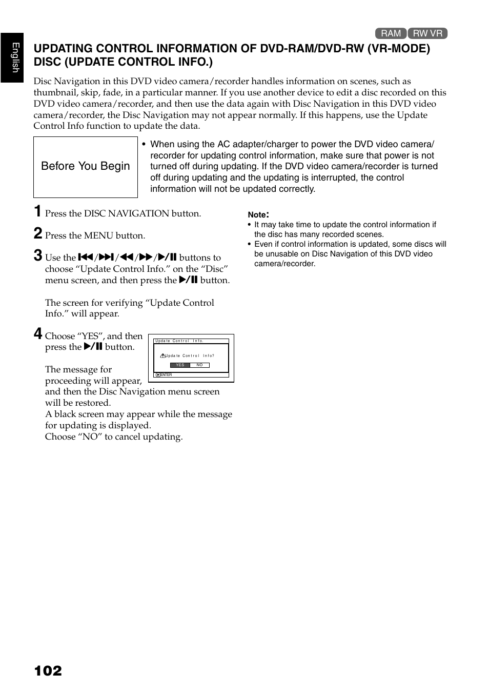 Before you begin | Hitachi DZ-GX5040E User Manual | Page 102 / 155
