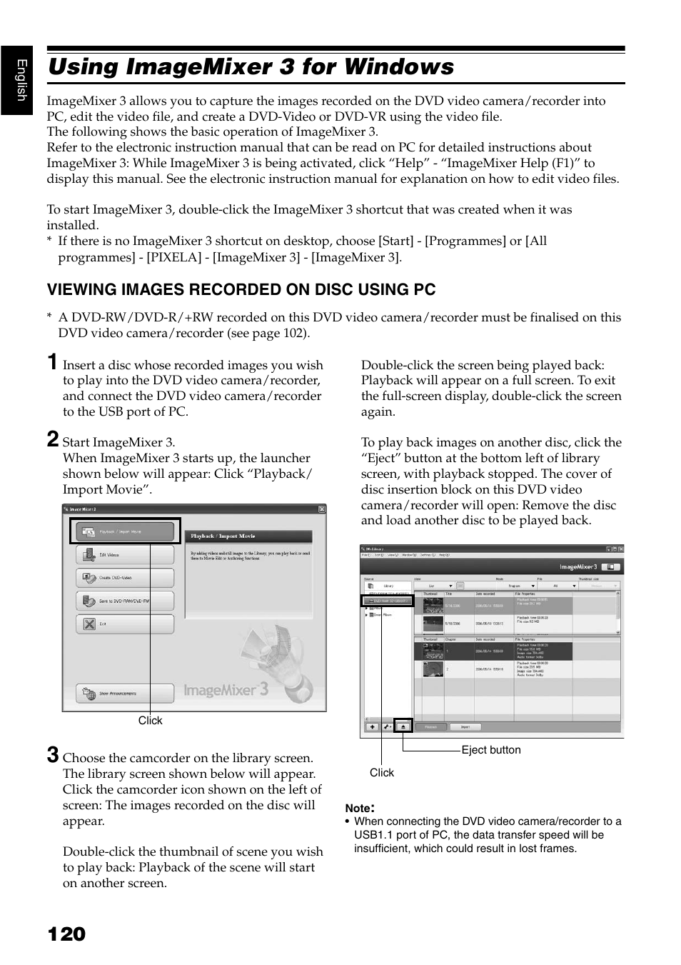 Using imagemixer 3 for windows | Hitachi DZ-GX5040E User Manual | Page 120 / 155
