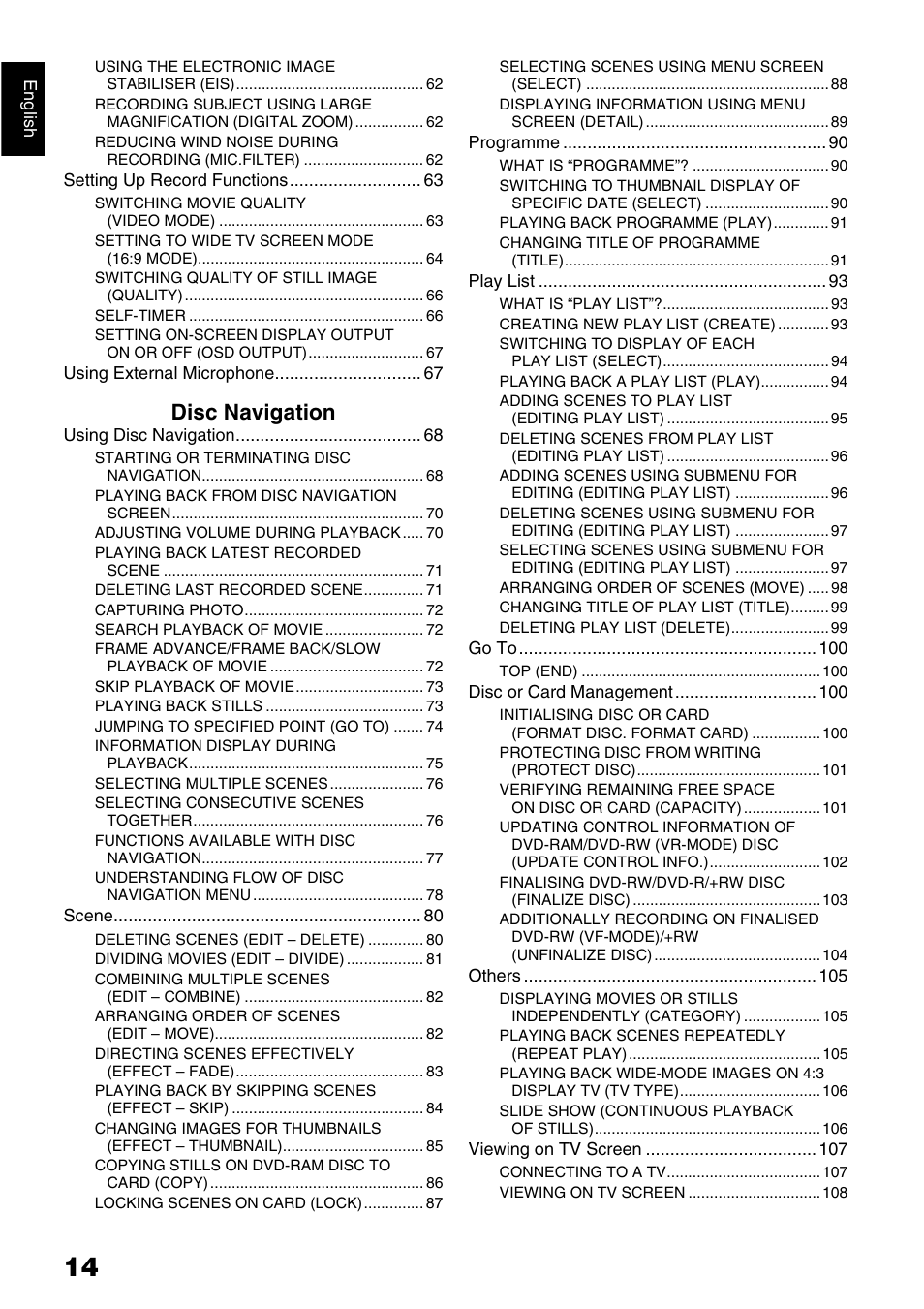 Disc navigation | Hitachi DZ-GX5040E User Manual | Page 14 / 155