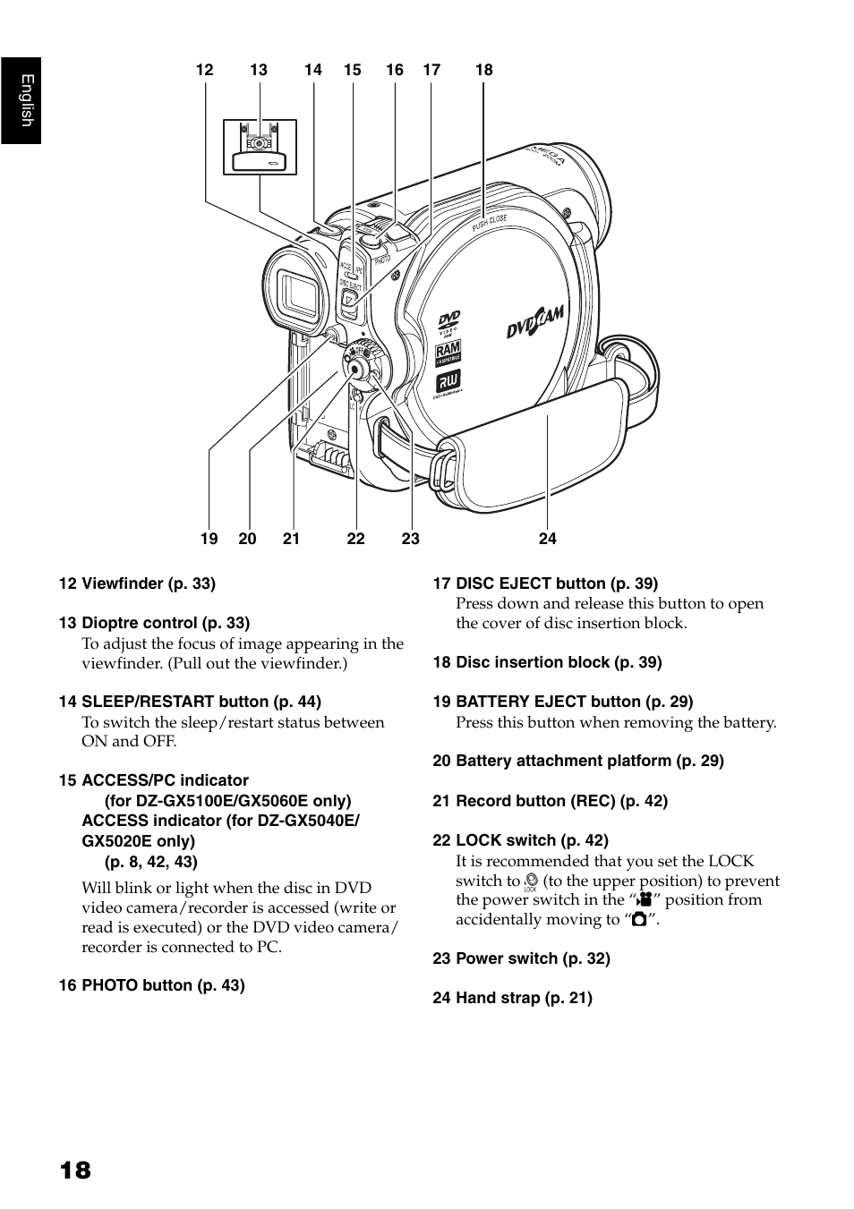 Hitachi DZ-GX5040E User Manual | Page 18 / 155
