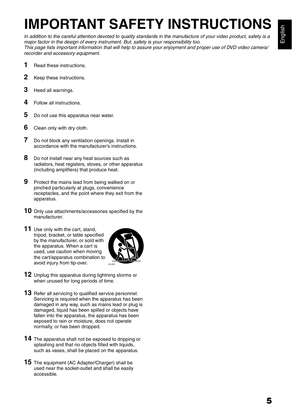 Important safety instructions | Hitachi DZ-GX5040E User Manual | Page 5 / 155