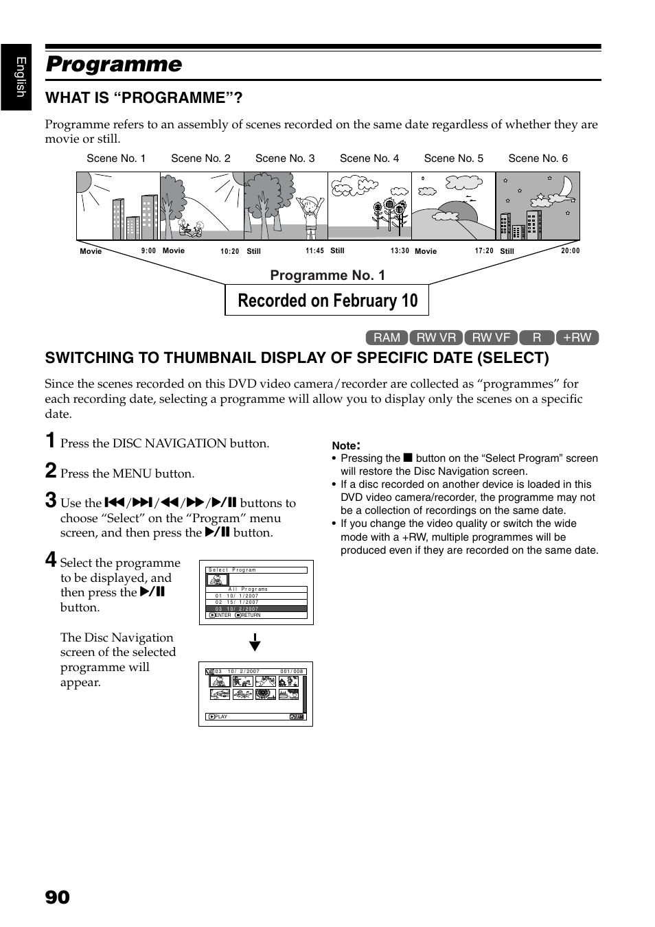 Programme, Recorded on february 10, What is “programme | Programme no. 1 | Hitachi DZ-GX5040E User Manual | Page 90 / 155