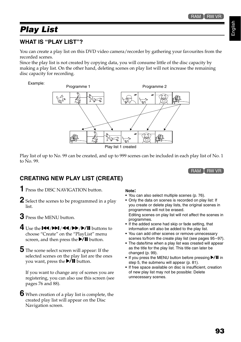 Play list | Hitachi DZ-GX5040E User Manual | Page 93 / 155